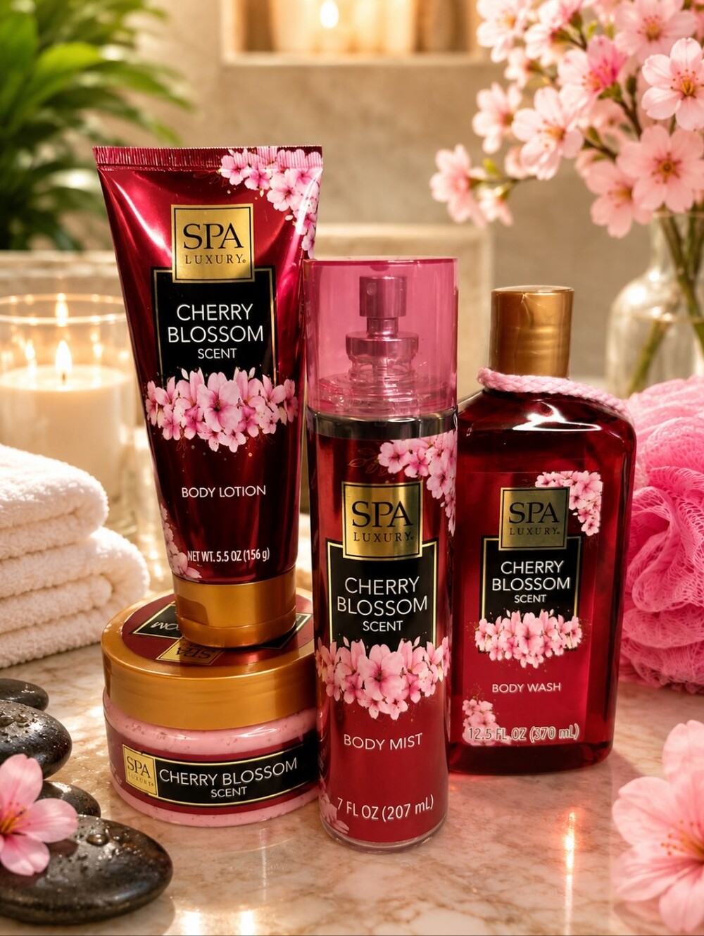 SPA LUXURY CHERRY BLOSSOM  BATH SET 5 PC